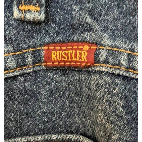 Vintage Rustler Jeans Mens 38x32 Blue Relaxed Straight American Dark Wash Denim - Picture 3 of 8